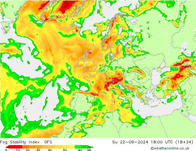 Fog Stability Index GFS So 22.09.2024 18 UTC