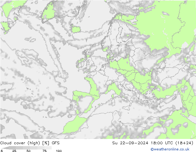 Wolken (hohe) GFS So 22.09.2024 18 UTC