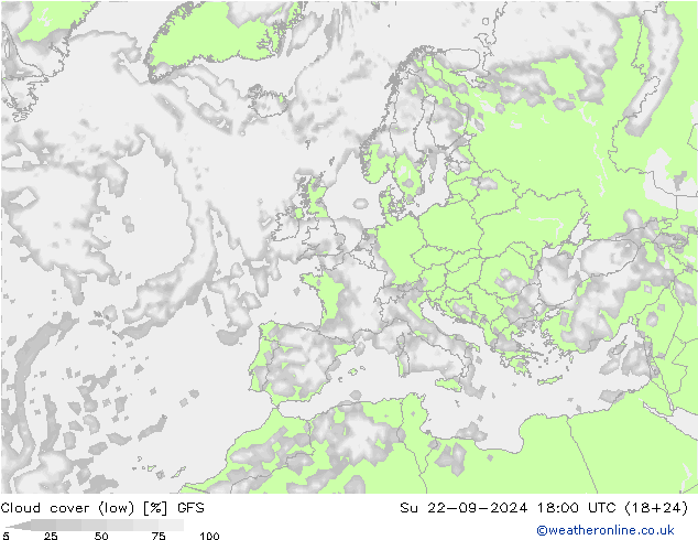 Wolken (tief) GFS So 22.09.2024 18 UTC