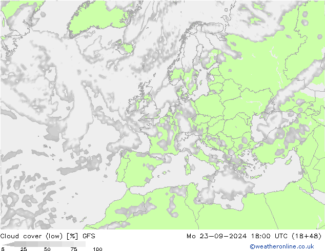 Nubi basse GFS lun 23.09.2024 18 UTC