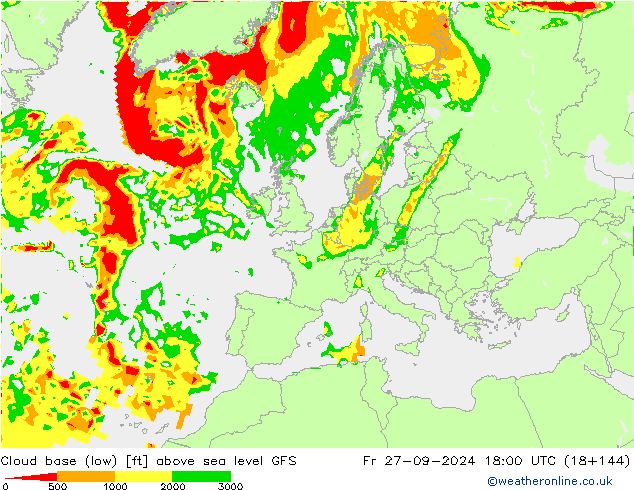 Cloud base (low) GFS Sex 27.09.2024 18 UTC