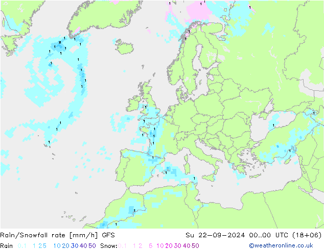 Regen/Schneefallrate GFS So 22.09.2024 00 UTC