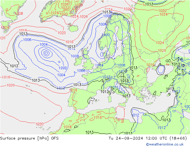 Surface pressure GFS Tu 24.09.2024 12 UTC