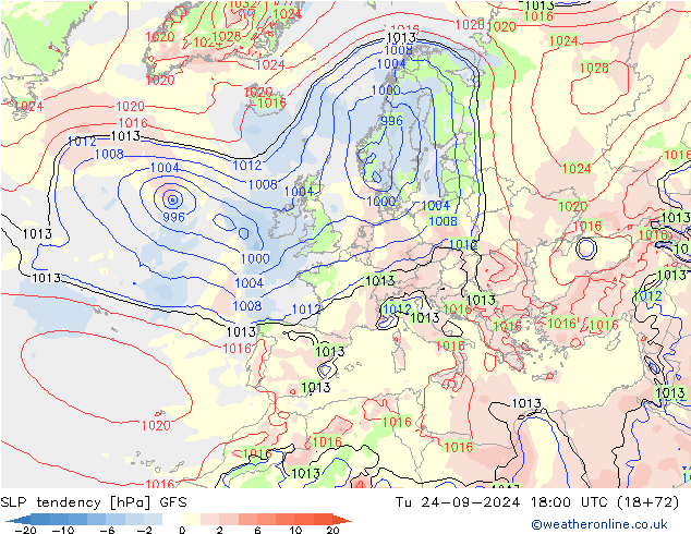 тенденция давления GFS вт 24.09.2024 18 UTC