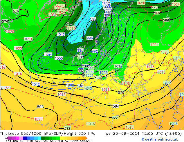 Thck 500-1000hPa GFS St 25.09.2024 12 UTC