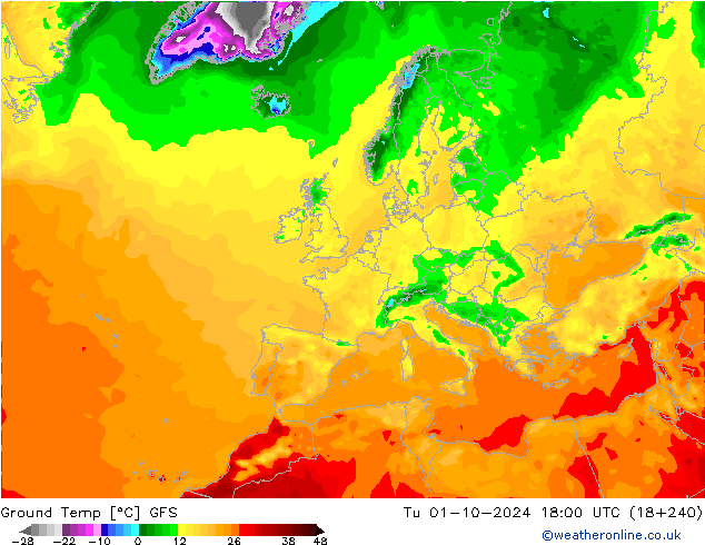 Bodentemperatur GFS Di 01.10.2024 18 UTC