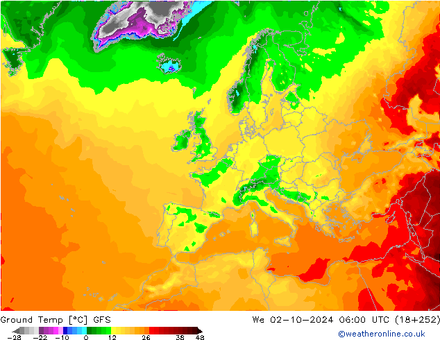 Ground Temp GFS We 02.10.2024 06 UTC