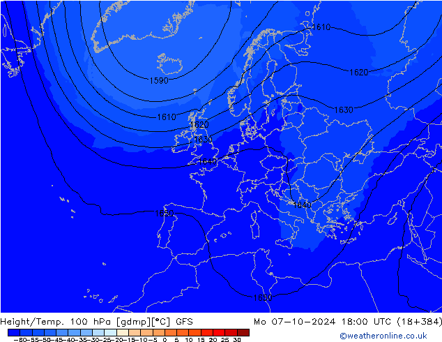 Height/Temp. 100 hPa GFS Mo 07.10.2024 18 UTC