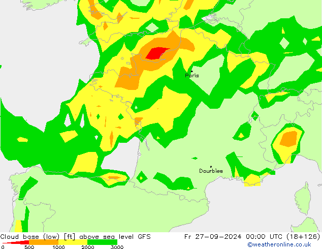 Cloud base (low) GFS Fr 27.09.2024 00 UTC