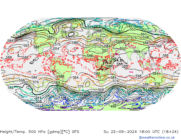 Z500/Rain (+SLP)/Z850 GFS So 22.09.2024 18 UTC