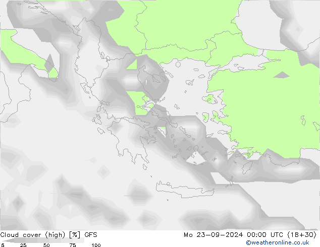облака (средний) GFS пн 23.09.2024 00 UTC