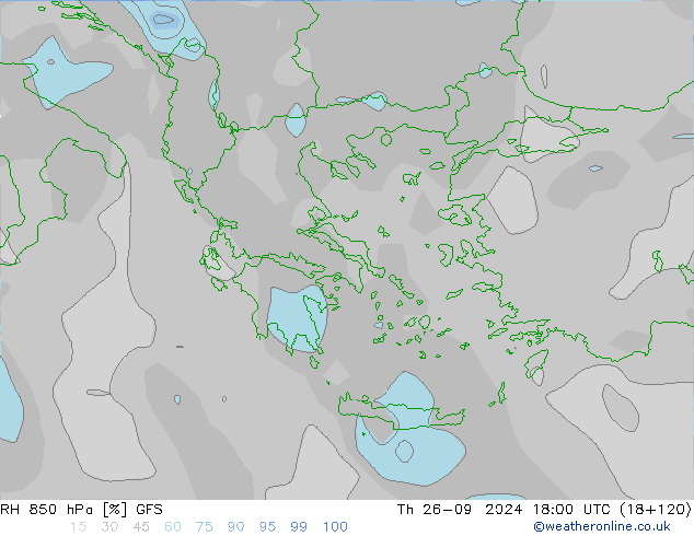 RH 850 hPa GFS Th 26.09.2024 18 UTC