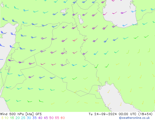 Wind 500 hPa GFS Tu 24.09.2024 00 UTC