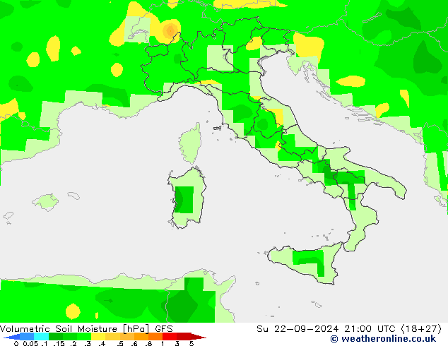 Volumetric Soil Moisture GFS dom 22.09.2024 21 UTC