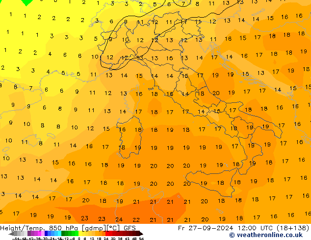 Z500/Regen(+SLP)/Z850 GFS vr 27.09.2024 12 UTC