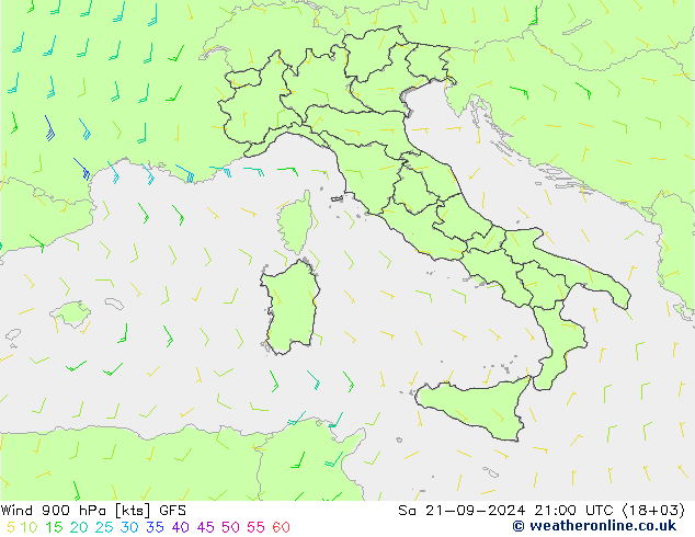 Wind 900 hPa GFS za 21.09.2024 21 UTC