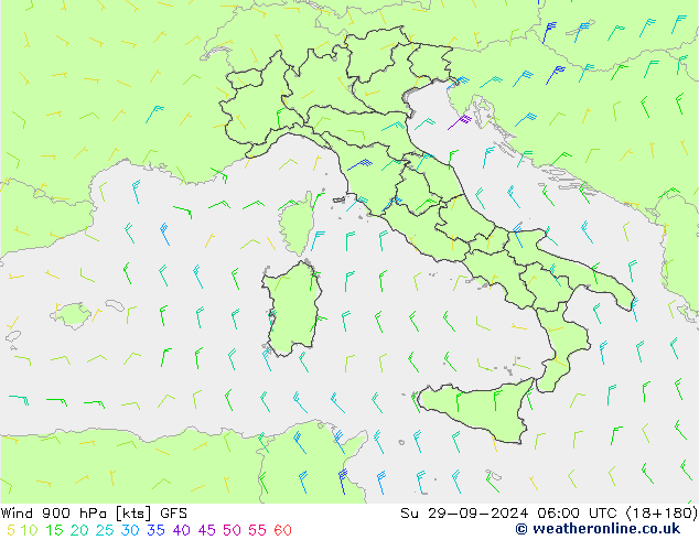 Wind 900 hPa GFS Su 29.09.2024 06 UTC