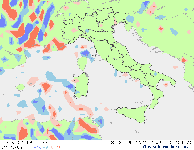 V-Adv. 850 hPa GFS Sa 21.09.2024 21 UTC