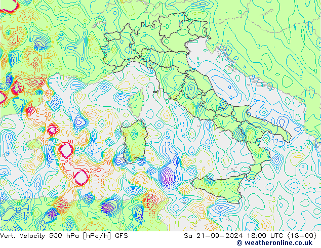 Vert. Velocity 500 hPa GFS Sa 21.09.2024 18 UTC