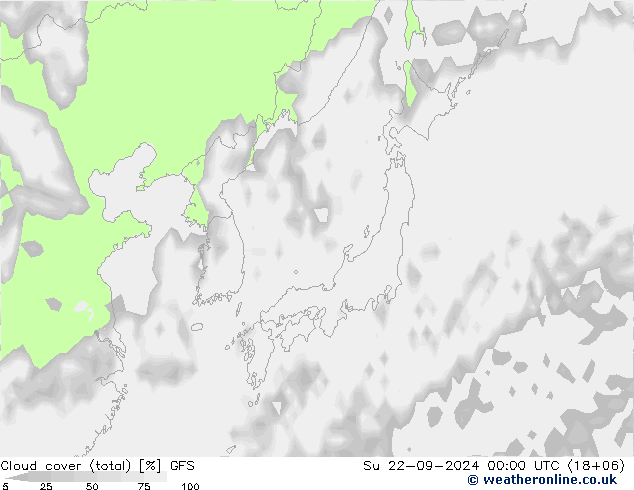 Bulutlar (toplam) GFS Paz 22.09.2024 00 UTC