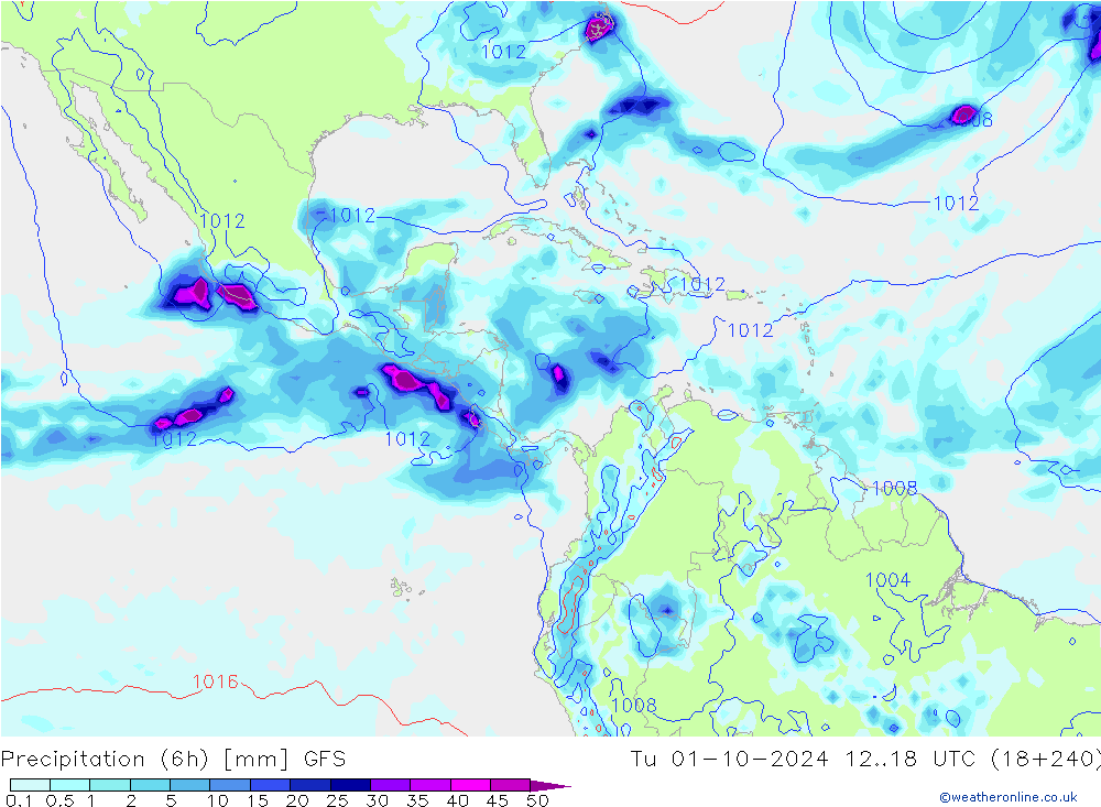 Z500/Rain (+SLP)/Z850 GFS mar 01.10.2024 18 UTC