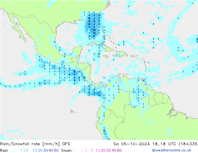 Rain/Snowfall rate GFS Sa 05.10.2024 18 UTC