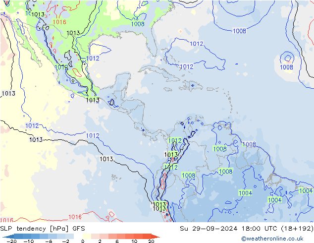 SLP tendency GFS Ne 29.09.2024 18 UTC