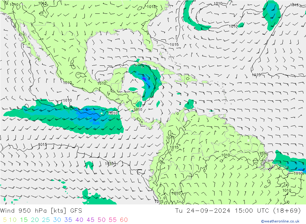 Wind 950 hPa GFS di 24.09.2024 15 UTC