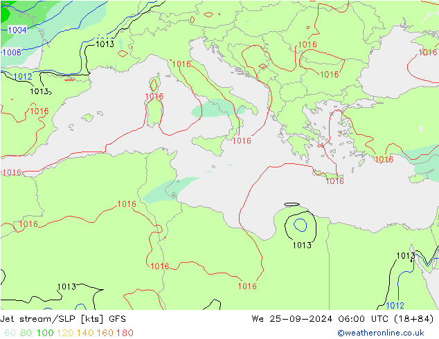 Jet stream/SLP GFS We 25.09.2024 06 UTC