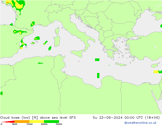 Wolkenbasis (Laag) GFS zo 22.09.2024 00 UTC