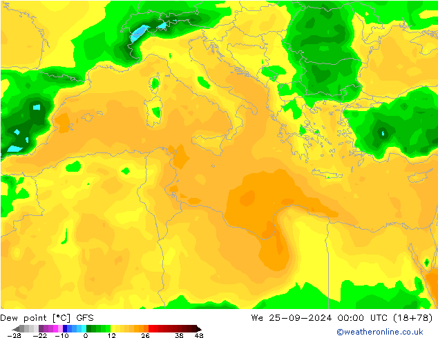 Dew point GFS We 25.09.2024 00 UTC