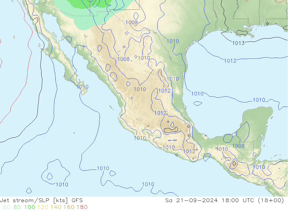 Corriente en chorro GFS sáb 21.09.2024 18 UTC