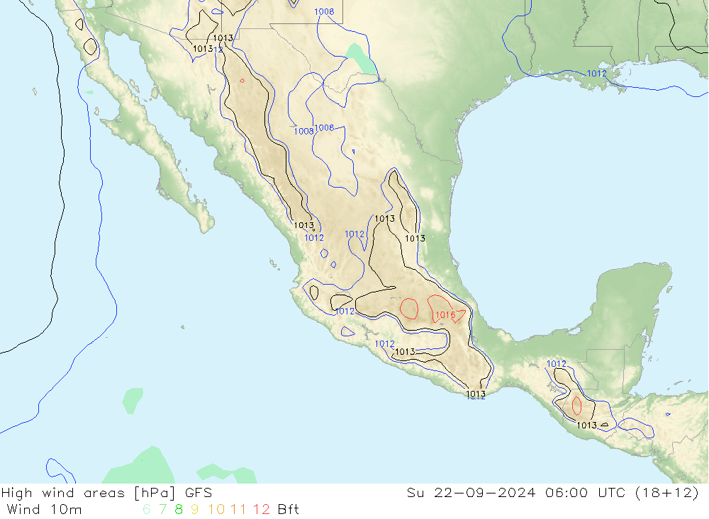 High wind areas GFS dom 22.09.2024 06 UTC