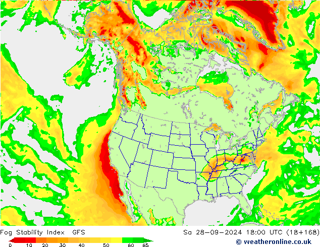 Fog Stability Index GFS Sa 28.09.2024 18 UTC