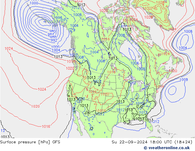 Yer basıncı GFS Paz 22.09.2024 18 UTC