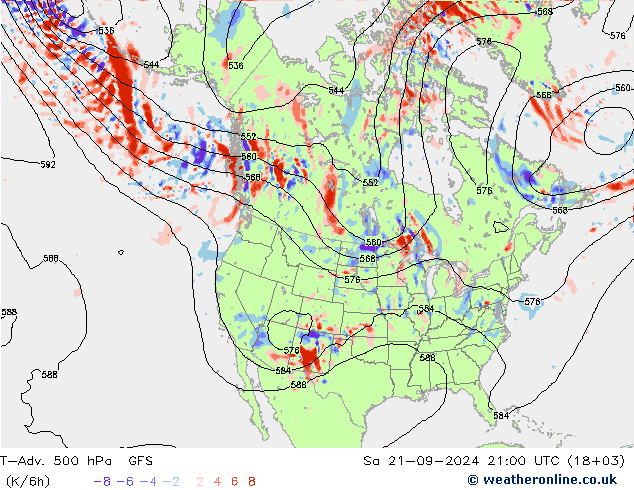 T-Adv. 500 hPa GFS sáb 21.09.2024 21 UTC