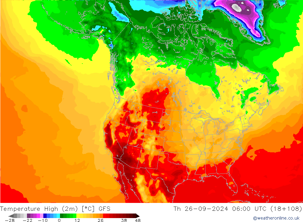 Max.temperatuur (2m) GFS september 2024