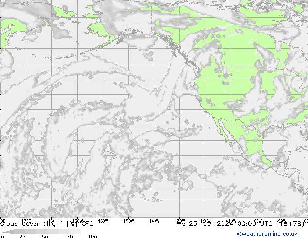 Bewolking (Hoog) GFS wo 25.09.2024 00 UTC