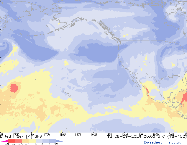 Lifted Index GFS Sa 28.09.2024 00 UTC