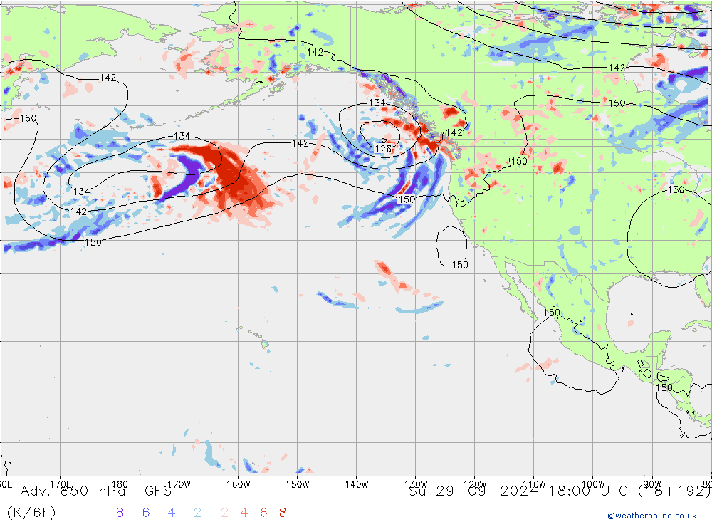 T-Adv. 850 hPa GFS Paz 29.09.2024 18 UTC