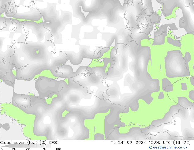 облака (низкий) GFS вт 24.09.2024 18 UTC