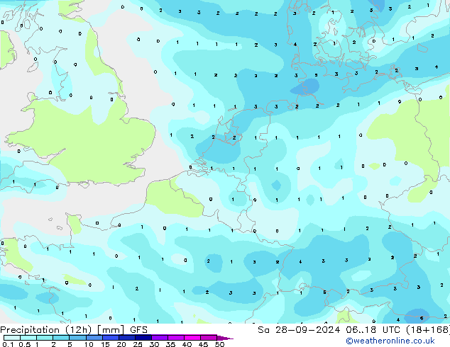 Nied. akkumuliert (12Std) GFS Sa 28.09.2024 18 UTC