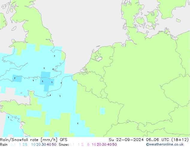 Regen/Schneefallrate GFS So 22.09.2024 06 UTC