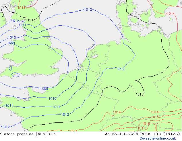 приземное давление GFS пн 23.09.2024 00 UTC