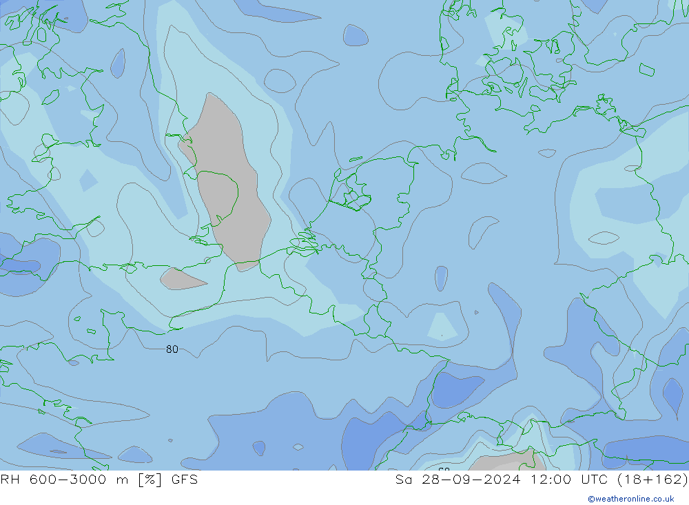 RH 600-3000 m GFS Sa 28.09.2024 12 UTC