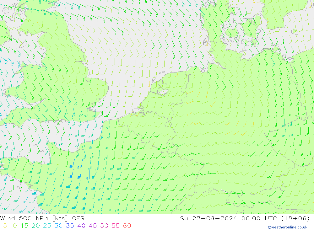 Wind 500 hPa GFS Su 22.09.2024 00 UTC