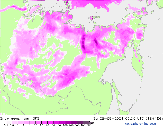 Totale sneeuw GFS za 28.09.2024 06 UTC