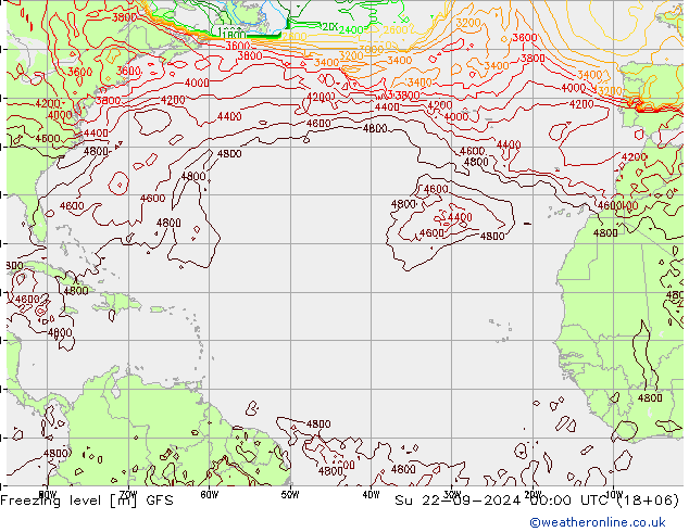 Freezing level GFS Ne 22.09.2024 00 UTC