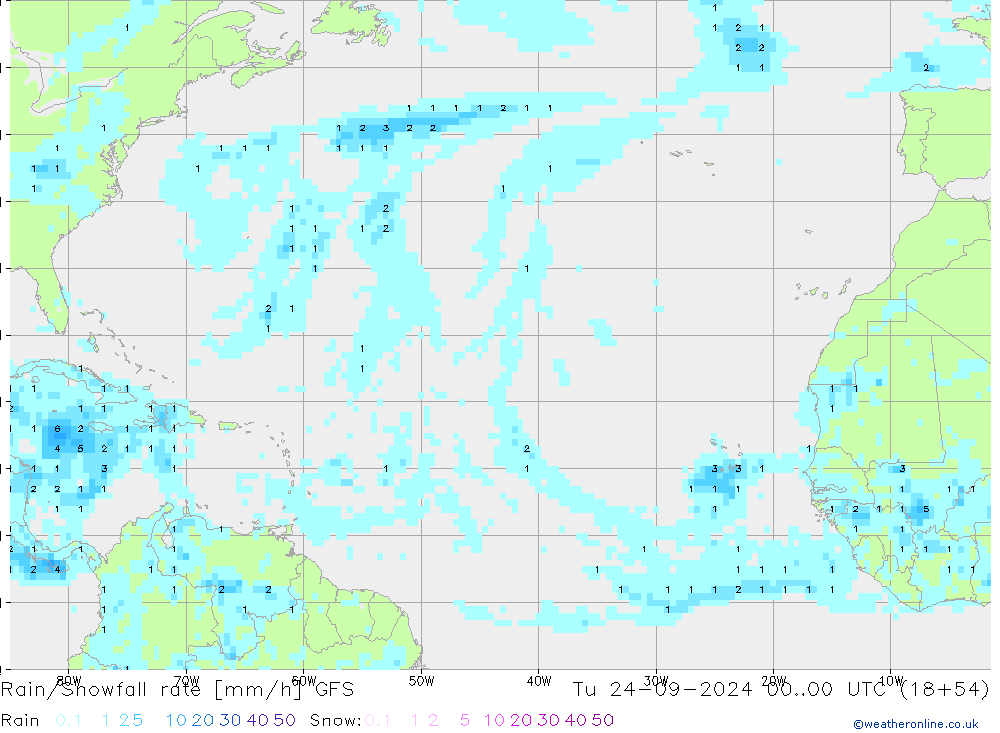 Rain/Snowfall rate GFS Tu 24.09.2024 00 UTC