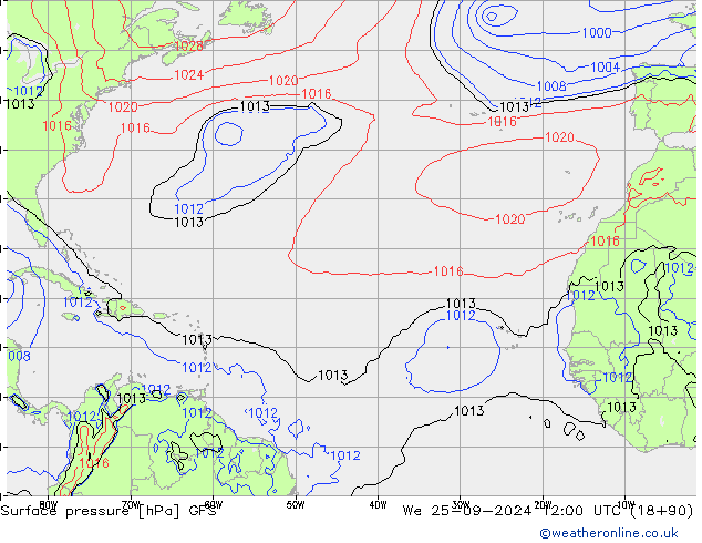 Luchtdruk (Grond) GFS wo 25.09.2024 12 UTC